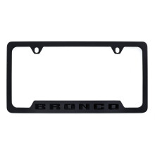Ford Bronco Metal License Plate Frame Tag Holder - Black with Black