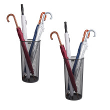 Mind Reader Umbrella Stand Walking Cane Wrapping Paper Entryway Metal Mesh L x 10.25"""" W x 19.5"""" H Set of 2 Black