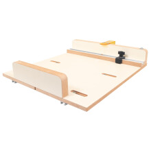 Fulton MDF Crosscut Sled for Table Saw | Aluminum Miter Slot Runners | Adjustable Stop & Transparent Guard | Cut Precise Accurate Miters | Cross Cut