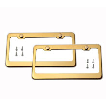 LFPartS Gold Stainless Steel License Plate Frame with Screw Caps (2 Pieces)