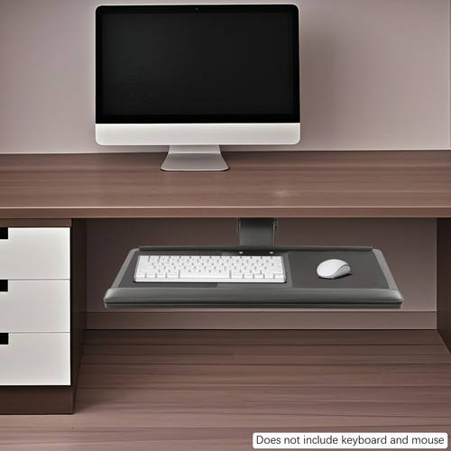 Keyboard Tray Adjustable Under Desk Stand 360Â Swivel Mouse Platform with Wrist 1