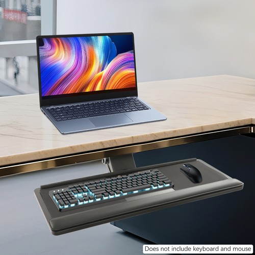 Keyboard Tray Adjustable Under Desk Stand 360Â Swivel Mouse Platform with Wrist 2