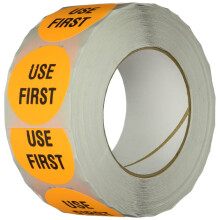 TapeCase INVLBL-039 Use First Inventory Label Circular Adhesive Label Orange 2 in 1000 Packs 1 Count