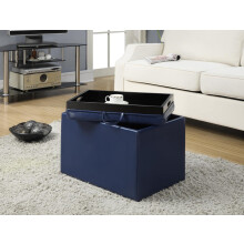 Convenience Concepts Designs4Comfort Accent Storage Ottoman 22.75 x 15.75 x 16 Blue Faux Leather
