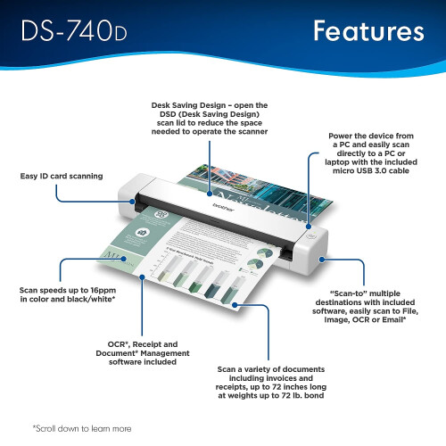 Brother DS-740D Duplex Compact Mobile Document Scanner 2