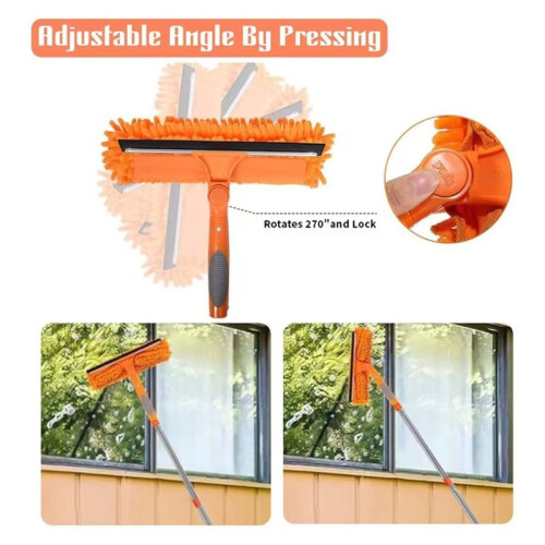 Window Cleaner Tool 68'' Squeegee for Window Cleaning Extension Pole Scrubber with Rotating  Streak-Free Squeegee