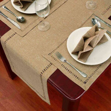 2 Pcs Hand Hemstitched Dining Table Runner Dresser Scarves, 12 X 72Inch Table Runners, Dark Beige & Gray