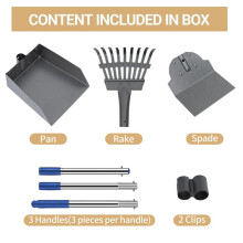 3X Metal Dog Poop Spade Tray and Rake Set Pooper Scooper Pet Waste Removal Scoop