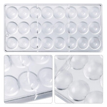 2Pcs Diy Pastry Tools Polycarbonate Chocolate Molds Candy Cake Baking Mould - 24 Holes Semi Sphere & 28 Holes Rectangle