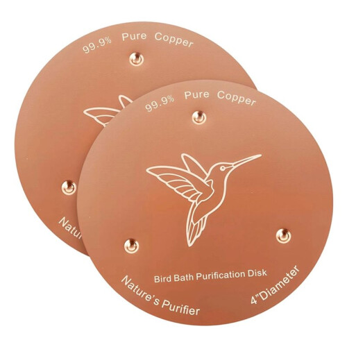 2 Pack Bird Bath Copper Discs, 99.9% Pure Copper Cleaner with Triple-Point Support, for Safe Clean Water