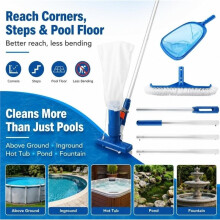 Pool Cleaning Kit for Above Ground Pools Pool Vacuum and Skimmer Combo, Spa Jet Vacuum with Net & Brush US Interface