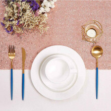 2x Sparkly Rose Gold Sequin Table Runners 12X71 Inch/12X108 Inch Shimmer Table