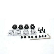 1 Set 5Mm To 12Mm Metal Combiner Wheel HUB Hex Adapter & 4 Pcs Rubber Wheel Tire Tyre