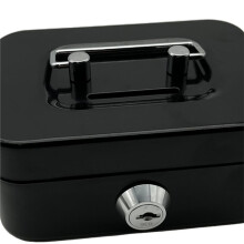 Portable Money Safe Box with Lock and Keys for Secure Coin and Cash Storage Black
