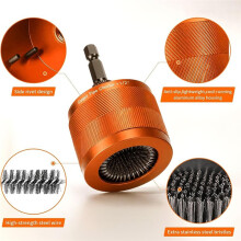 Copper Pipe Cleaner Polishing Brush Tool with 6 Replaceable Steel Wire Brushes 1/2" 3/4" 1" Sizes Fit Electric Drill