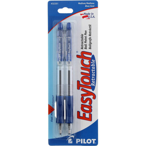Pilot Pilot 32261 Blue Easy Touch Retractable Ball Point Pen 2 Count