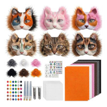 37 Pcs Therian Mask Kit White Cat Masks DIY to Paint Furry Animal Mask Therian Gear Therian Stuff for Halloween