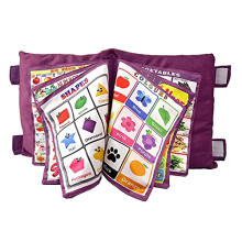 Opina Kid'S Learning Pillow Cum Book With English And Hindi Alphabets Numbers Animals Names Learning For Kids Velvet Cushion Book (Purple)