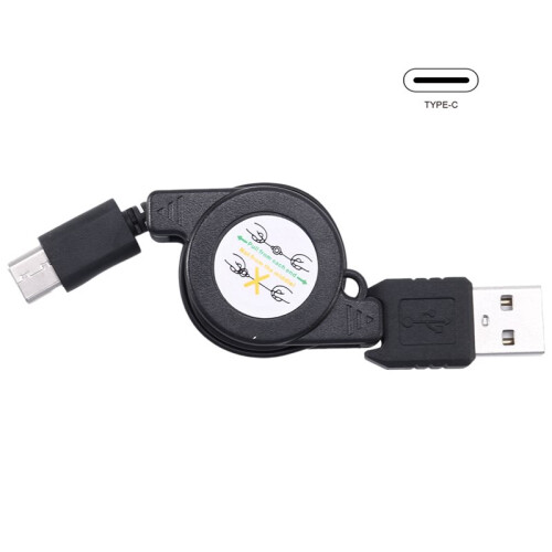 5X USB Type C USB 3.1 Chargeur de Câble Rétractable Charge Type-C Câble USB-C Noir 2