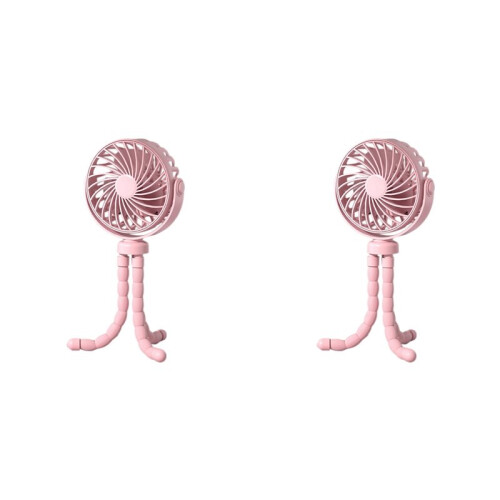 2X Octopusventilator, Desktop-Campingventilator, USB Oplaadbare Statiefventilator, met Lichtventilator Roze 1