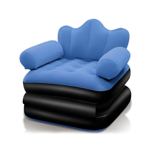 Inflatable Pull Out Couch with Headboard, Flocked Surface Air Sofa Bed, Folding Portable Inflatable Chair 1