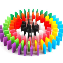 Pulsbery Wooden Dominoes Building Blocks Game Set For 3-8 Years Old Kids Boys & Girls Random Color (Pack Of 500 Pcs)