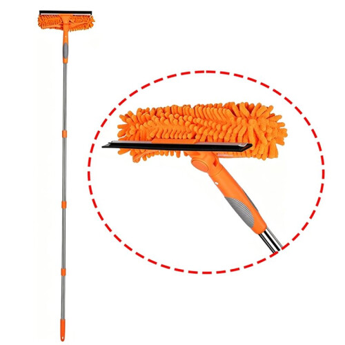 Window Cleaner Tool 68'' Squeegee for Window Cleaning Extension Pole Scrubber with Rotating  Streak-Free Squeegee 2