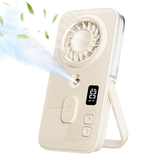 Fan with Water-Cooling Function, Portable Handheld Fan with Misting Function, Rechargeable Pocket Fan 1