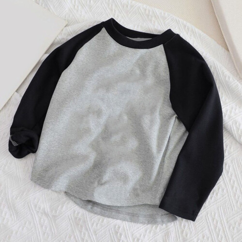 Kinder Langarmshirt Grau 130 Baumwolle