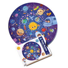 Mini Leaves 60 Piece Wooden Puzzle For Kids & Adults - Round Space Jigsaw - Fun & Challenging Floor Game - Gift With Box - Safe & Durable Educational