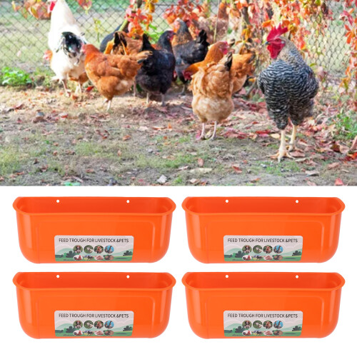 Hühnerfuttertrog aus PP 4er Set für Zäune Orange