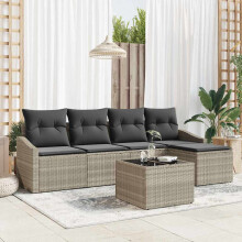 vidaXL Sofa Set 6 stk. Hellgrau Poly-Rattan