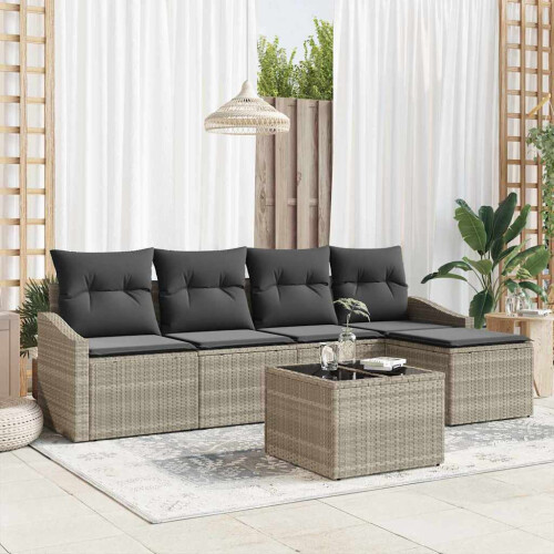 VidaXL vidaXL Sofa Set 6 stk. Hellgrau Poly-Rattan