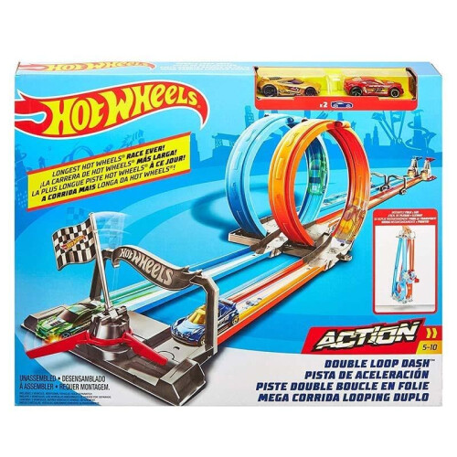 Hot Wheels Hot Wheels Dual Loop Dash Drag Racing With 2 Vehicles Playset Action Track Set