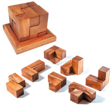 Carvenation Wooden Soma Puzzle With Tray Handcrafted Brain Teaser Rosewood Educational (Soma Brain Teaser)