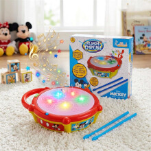 Kriiddaank Disney Mickey Mouse Flash Drum Musical Toy For Kids - Interactive 3D Lights 9 Songs & 9 Drum Sounds 3 Play Modes - Educational Musical I