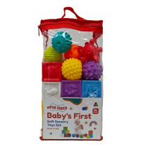 Open Ended Baby'S First Soft Sensory Toy Set -14 Pcs Montessori Toy For Babies Including Stacking Building Blocks & Sensory Balls For 3-12 Months | 1