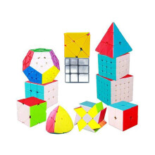 Qwick Click 4 Years And Above Professional Magic Cube Kinds 2X2 3X3 4X4 5X5 Pyraminx Megaminx Skewb Sq1Stickerless Cube Puzzle (11 Pieces)