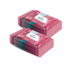 Kara Rose Water Facial Wet Wipes- 10 Pulls | Cleansing & Refreshing | For A Natural Glow | Pack Of 12 (120 Pieces)