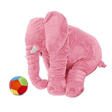 Babify Big Size Fibre Filled Stuffed Animal Elephant Plush Material Hugging Soft Toy For Kids (60 Cm Pink With Ball) - 1 Year Above