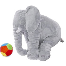 Babify Big Size Fibre Filled Stuffed Animal Elephant Plush Material Hugging Soft Toy For Kids (60 Cm Grey With Ball) - 1 Year Above