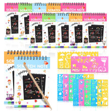 Finemoe Scratch Book With Stencil Scale For Kids Bulk Return Gifts For Birthday Magic Activity Kit Thoughtful Return Gifts For Girls & Boys Ages 3
