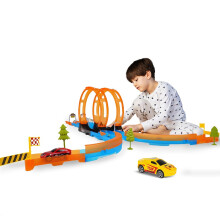 Wembley 29 Pieces Multiplayer Track Set Loop Diecast Car Racing Adventure Toys For Kids 3+ Years With Double Loop 360 Spin Way 2 1:64 Scale Pull Back