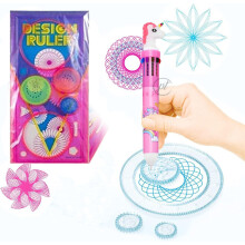 Promote Creative Spiral Rangoli Scrapbook Art Office School Supplies Set Pack Of 2(Design Ruler+ Unicorn Ten In One Ballpoint Pen)