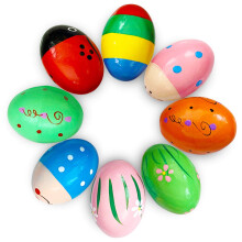 8 Pcs Easter Wooden Eggs Shakers Musical Instruments Decorations Percussion Maracas Craft For Kids/Toddlers Hunt Game Gifts Basket Stuffers Fillers D