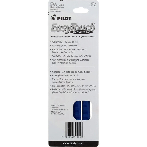 Pilot Pilot 32261 Blue Easy Touch Retractable Ball Point Pen 2 Count 2