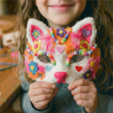 30PCS Therian Masks White Cat Masks Blank DIY Halloween Mask Animal Half Facemasks Masquerade Cosplay Party
