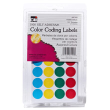Charles Leonard Self-Adhesive Color-Coding Labels Assorted Colors 1000 Per Pack 12 Packs