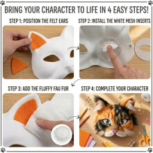 37 Pcs Therian Mask Kit White Cat Masks DIY to Paint Furry Animal Mask Therian Gear Therian Stuff for Halloween