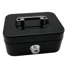 Portable Money Safe Box with Lock and Keys for Secure Coin and Cash Storage Black